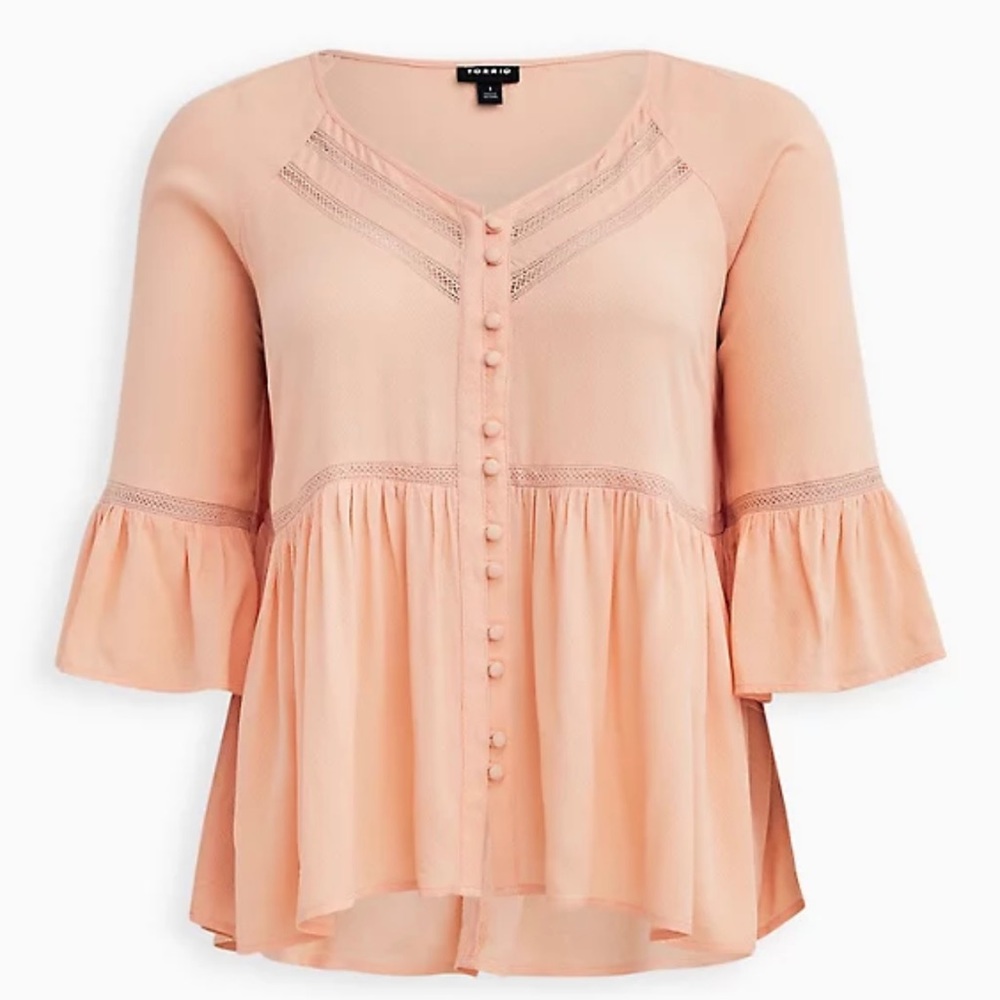 Brand New Embroidered Bell Sleeve Blouse - 2X